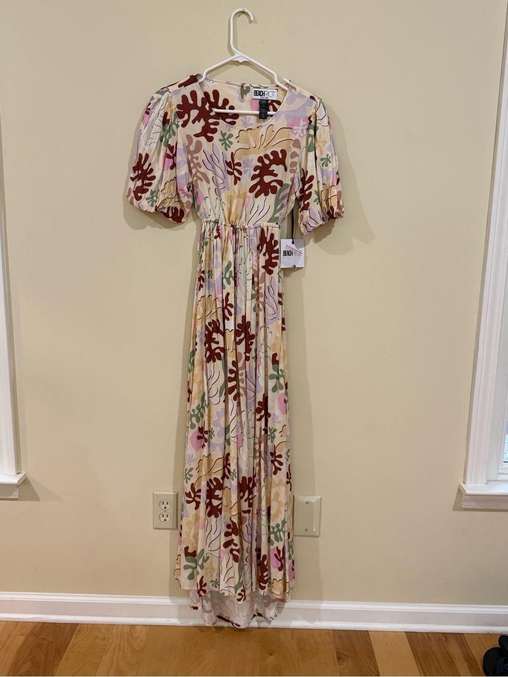 Beach Riot Cream Maxi Dress with Rust and Pastel Floral Print